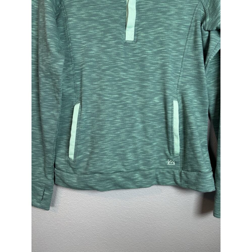 Avalanche 1/4 Snap Pullover Sweatshirt Beryl Green Running Thumb Holes Medium - Picture 2 of 7